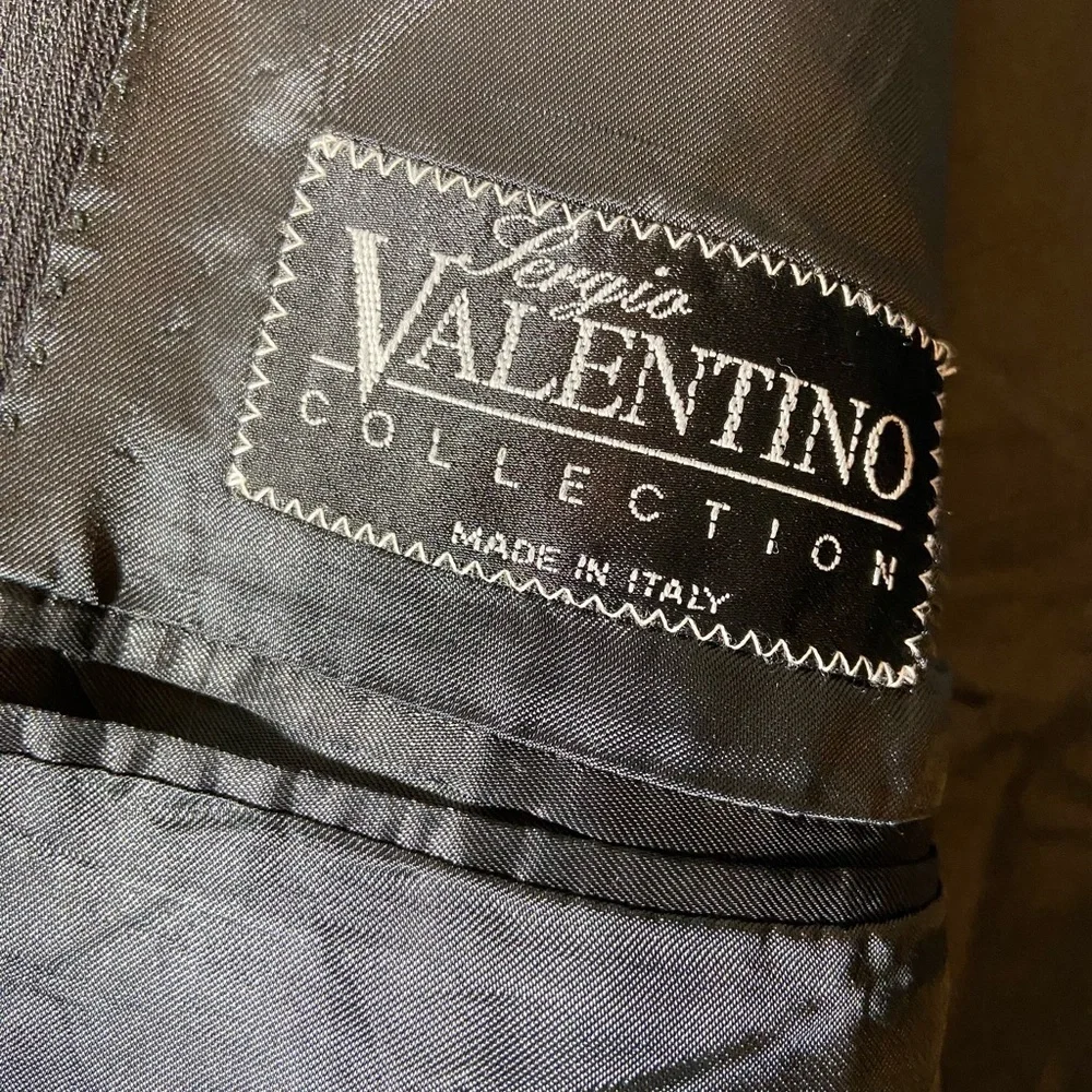 Sergio Valentino Black 3 Button 100% Wool 52 6 L Blazer Jacket Super 100’s